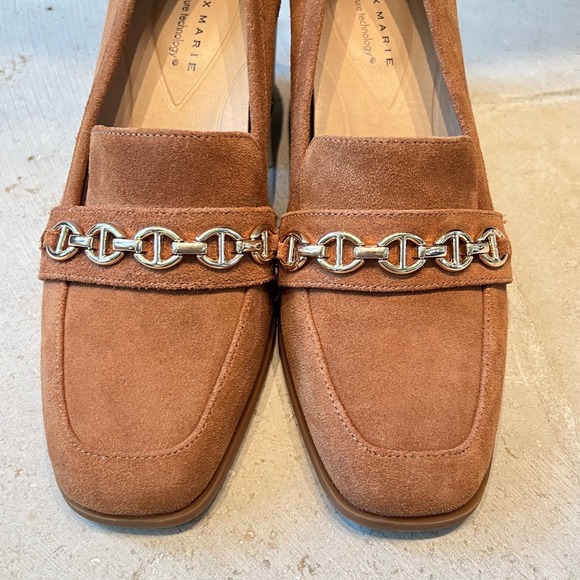 Alex Marie Farin Loafer Heels in Camel Color Brown Suede Size 9 - Picture 6 of 9